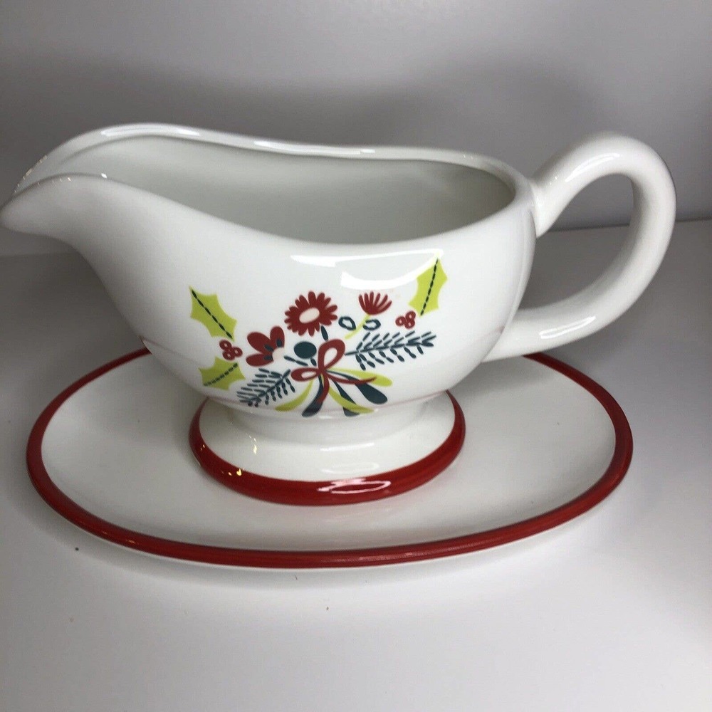 Holiday Home Christmas Holiday Ceramic Gravy Boat